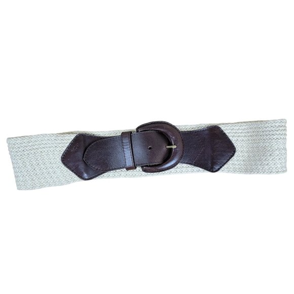 RLL Ralph Lauren Accessories - RLL Ralph Lauren Women's Wide Belt Canvas and Leather size M